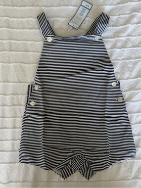 Jacadi Navy and White Striped Baby Romper